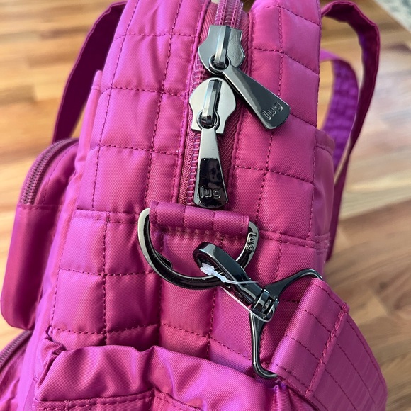 Lug Puddle Jumper Tote Bag Purple Pink Large Quilted Overnight Gym Bag - Picture 8 of 13